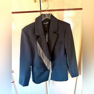 Steve Madden Black Blazer with Silver Fringe